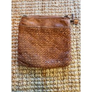 Langellotti Woven‎ Leather Crossbody Bag Tan Brown Genuine Italian Leather